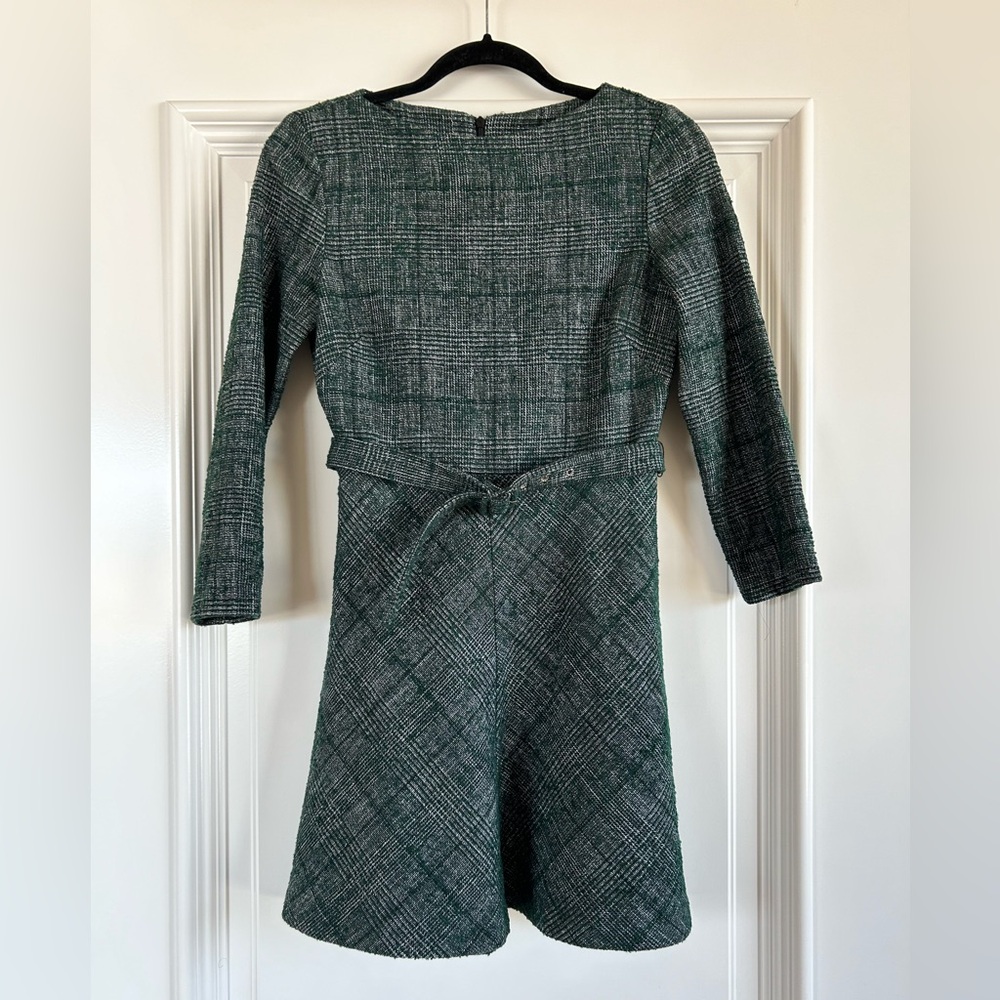Zara Green Tweed Dress with Belt